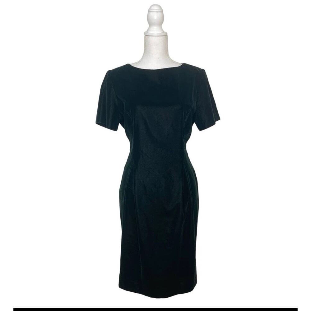 Vintage 80s Talbots Green Velvet Bow Baco Dress Size 10 Holiday Coquette 2404